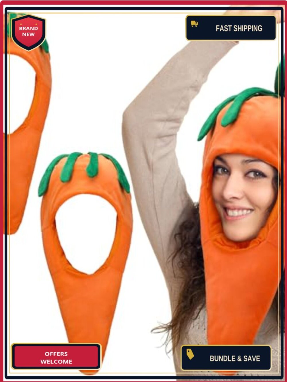 2Pcs Funny Vegetable Costume Hat Carrot Shaped Polyester Headwear